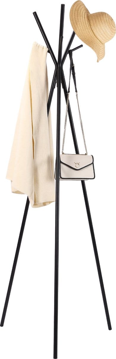 Behave Kapstok - Staand - Modern - Minimalistisch - Metaal - Zwart - 9 Haken - 170 cm