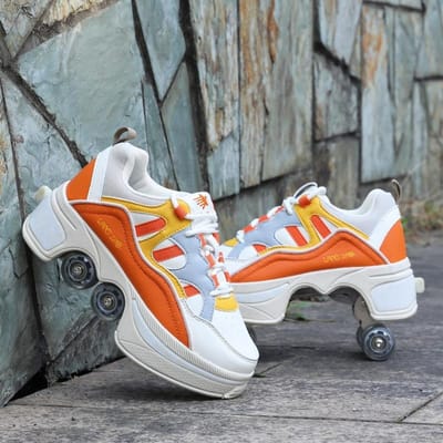 Chaussures de déformation invisibles à quatre roues, Double rangée, chaussures de sport à Double usage, patins à roulettes pour enfants 33
