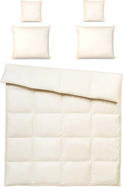 Donzen Dekbed 220x200cm – 3 kg Dons Vulling - 2 Persoons Ganzendons Dekbed – 100% Katoenen Tijk - Satijnen Bies – Kleur Crème – Herfst/Winter Seizoen + 2 Kussens 70x80mm + 2 Kussens 40x40cm