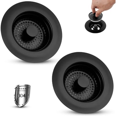 Volledig Metalen Keukenaanrechtputje Stop Combinatie - RVS 3-in-1 Pop-up Aanrechtputje Zeef voor Standaard 3-1/2 inch Afvoerfilter