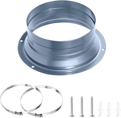Wandflens Ventilatie - Kanaalconnector Slangadapter - Ventilatie Aansluiten - Verzinkt Metaal met Klemmen - 120 mm - Metaal