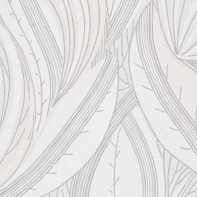 Grafisch behang Profhome 786555-GU vliesbehang hardvinyl warmdruk in reliëf gestructureerd met bloemmotief en metalen accenten wit zilver lichtgrijs 5,33 m2