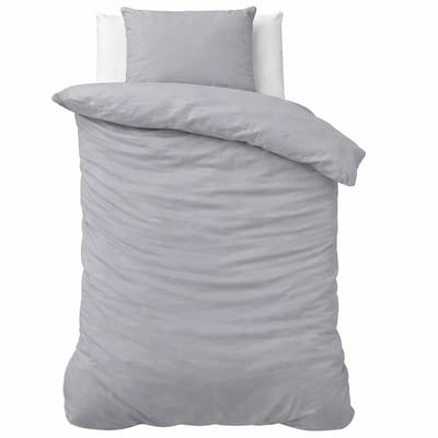 Decoware Dekbedovertrek Stone Washed 140x220 cm - Grijs - Katoen - Met Kussensloop - Eenpersoons