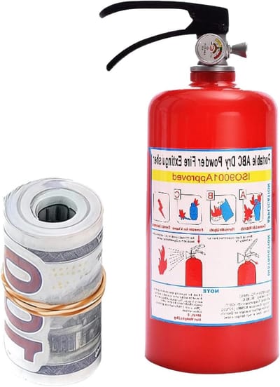 Geldcassette - Veiligheidsdoos - Waardevolle spullen bewaren - Brandblusser design - 8.4 x 10 x 8.4 cm - Rood
