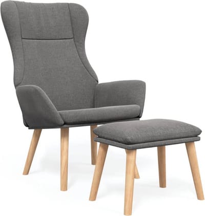 vidaXL - Relaxstoel - met - voetenbankje - stof - lichtgrijs