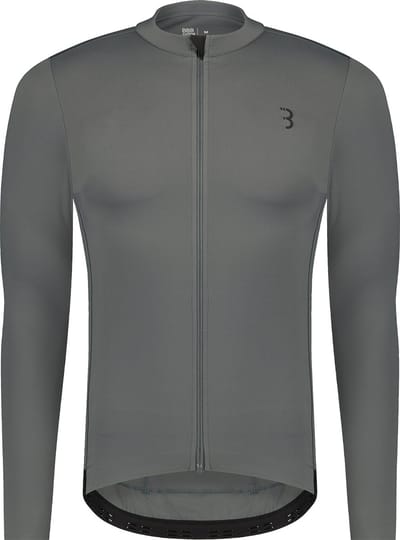 BBB Cycling Essence LS - Fietsshirt Heren Lange Mouwen - 10-15 °C - Ademend MTB en Wielrenshirt met 3 Achterzakken - Donker Grijs