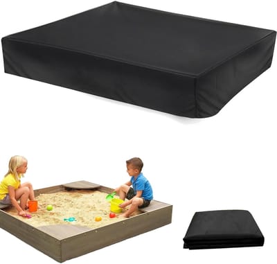 Waterdichte zandbakafdekking - 120x120 cm - Zandbak Afdekhoes met trekkoord - Afdekking zandbak - Sandboxhoes - waterdicht, winddicht, stofdicht - Voor zandbak zwembad terras tuin vierkant - Zwart