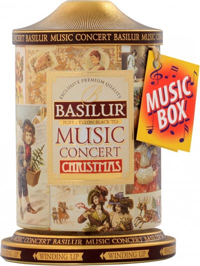 BASILUR Music Concert Christmas - Ceylon Zwarte Losse Blad Thee, Blik met Muziekdoos, Kerstthee 100 g