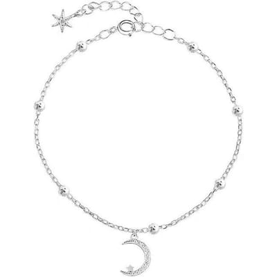 925 Sterling Zilver Ster en Maan Armbanden Bedelarmbanden Voor Vrouwen Bruiloft Sieraden Accessoires Delicaat Cadeau S-B100 16cm add 4cm white