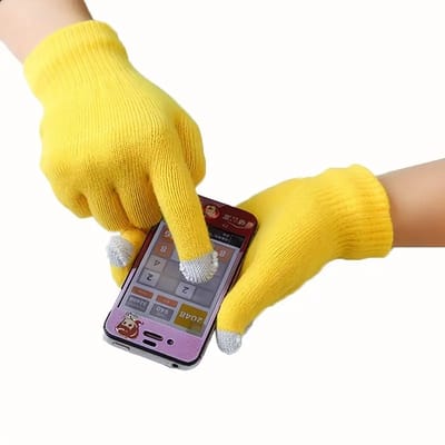 Touchscreen Handschoenen I Wanten I Touch Tip Gloves I Scandinavisch Patroon I Uniseks I Voor Volwassenen I One Size I Geel