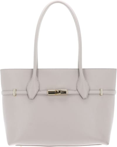 FURLA Leren Shopper Goccia Tote Bag Vaniglia Beige