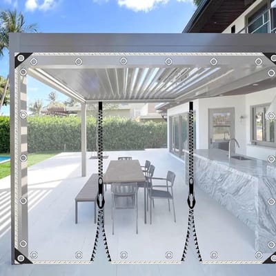 Waterdicht Transparant Zijpaneel voor Pergola of Tuinzicht - 0,5mm PVC Zeildoek met Rits
