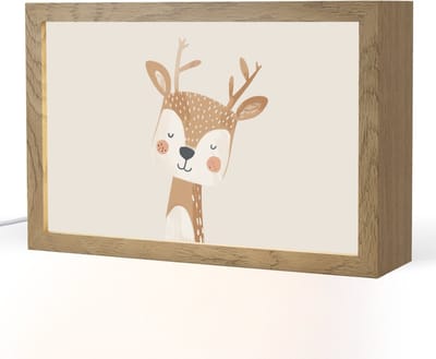 Nachtlampje 30x20 cm - Kinder lampje - Hert - Bosdieren - Beige - Tafellamp kinderkamer - Slaapkamer lamp - Bedlamp kinderen - Kinderlampje stopcontact - Wandlamp babykamer - Nachtlampjes