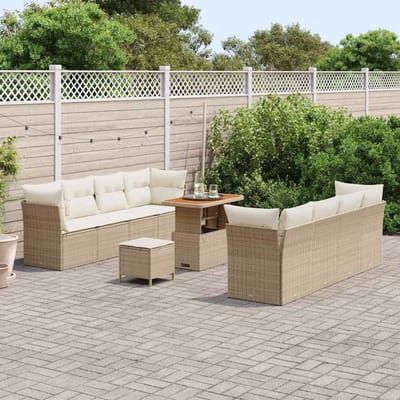 vidaXL - Tuinbank - Set - 11 - st - 8-Aantal - zitplaatsen - Beige - en - Crème