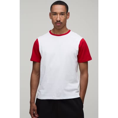 Regular Fit Colour Block Ringer T-shirt | Red | Size XS