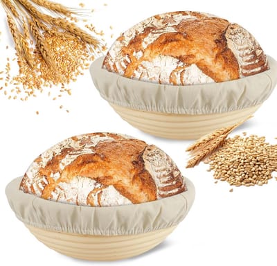 Gaarmandjes Brood - Rijsmand Set - Broodbakken Thuis - Handgemaakt Rotan - 2 Stuks 25 cm - Natuurlijk