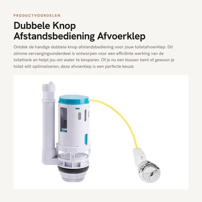 Dailygoods- Afstandsbediening Dubbele Knop - Afvoerklep - Toilettank Accessoires - Vervangingsonderdelen - Hoogwaardig ABS - Instelbare Vulklephoogte 20-28 cm