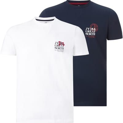 Jan Vanderstorm herren T-Shirts, Set Van 2 - 60/62 - wit - Plus Size