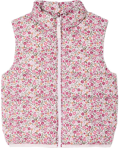Vertbaudet Mouwloos donsjack met bloemenmotieven voor meisjes