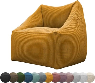 Zitzak Stoelkussen - Zitkussen Tuinkussen - Ontspannen Zitten - Geïntegreerde Rugleuning - 100x80 cm - Honing Corduroy