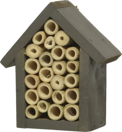 Klein grijs vlinderhuis/bijenhuis/wespenhotel voor insecten 11 cm - Tuindecoratie - Diervriendelijk - Hotel/huisje voor insecten - Bijenhuis/vlinderhuis/lieveheersbeestjehuis