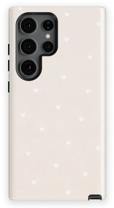 Tough Hoesje met Hartjes Samsung Galaxy S24 Ultra | Little Love Tough Case Geschikt voor Mag | Hartjes Print Backcover Samsung Galaxy S24 Ultra Ivory Hearts
