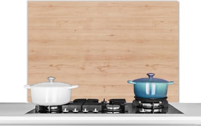 Spatscherm keuken 100x65 cm - Kookplaat achterwand Hout - Patronen - Planken - Muurbeschermer - Spatwand fornuis - Hoogwaardig aluminium