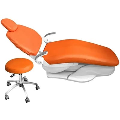 4 Stuks/Set Tandartsstoel Stoelhoes Unit PU Leer Elastisch Waterdicht Beschermhoes Tandheelkunde Stoelhoes Lab Apparatuur Hoge Kwaliteit oranje