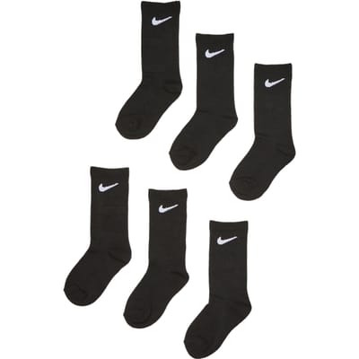 Nike Kids Crew 6 Pack Sokken Unisex - Zwart - Maat 23.5 - 27 - Katoen