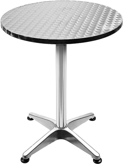 Klaptafel Vierkant - Balkon Tafel - Hoge Tafel - In Hoogte Verstelbaar - Ø 60 cm - Zilver