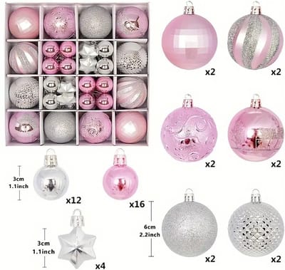Livano Kerstballen - Kerstversiering - Plastic - Mix 7- Kerstballenset - 44 stuks