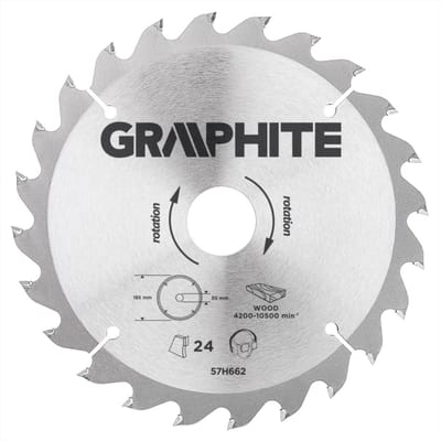 GRAPHITE Cirkelzaagblad 185 mm, 24 tands, Hout