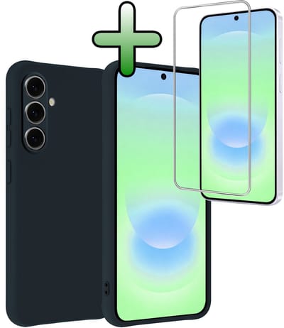 Hoesje Met Screenprotector - Geschikt voor Samsung Galaxy A37 - Sterk & Shockproof - Back Cover - Siliconen Case - Telefoon Hoes - Donkerblauw