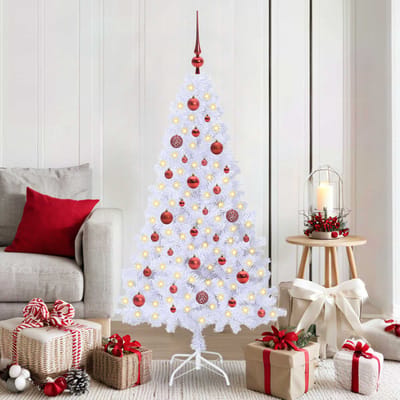 vidaXL - Kunstkerstboom - Wit - 150 - cm - PVC - en - Staal