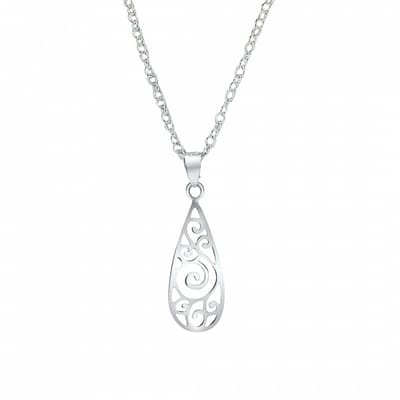 Ketting -zilver -opengewerkte druppel - Charme Bijoux