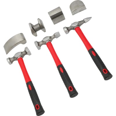 7 stuks Auto Carrosserie Reparatie Hamer Auto Carrosserie Reparatie Hamer en Aambeeld Gereedschap met Draagkoffer gray