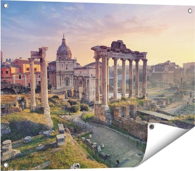 Gards Tuinposter Romeins Architectuur in Rome, Itali� - 80x60 cm - Tuindoek - Tuindecoratie - Wanddecoratie buiten - Tuinschilderij