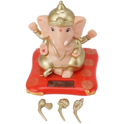 Op Zonne-energie Werkend Ganesha Ornament Decoratie Ornamenten voor Huis Tuin Auto Dashboard beige