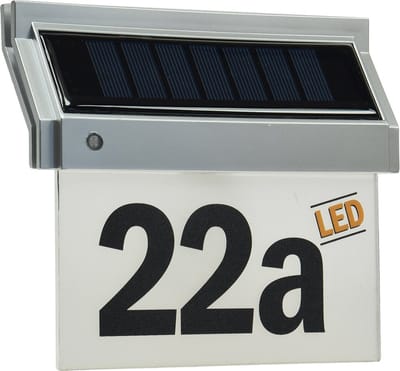 Solar tuinverlichting - Buitenlamp zonne energie - Wandlamp met Huisnummer led buiten - 18x16x5cm