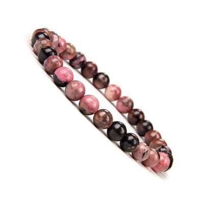 Bixorp Gems Matrix Rhodoniet Edelstenen Armband 6mm - Edelsteen Kralenarmband - Spiritueel Cadeau - 20cm