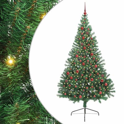 vidaXL - Kunststof - Voorverlichte - Kerstboom - met - 300 - LED - Groen - 210 - cm - PVC