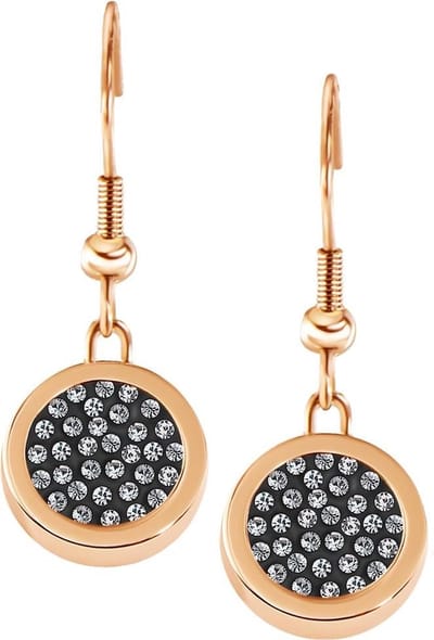 Quiges RVS Schroefsysteem Oorhangers Oorbellen Rosékleurig met Verwisselbare Zirkonia Mini Munt Set - ECOS016