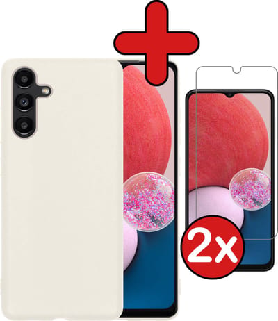 Hoesje - Met 2x Screenprotector - Geschikt voor Samsung Galaxy A13 5G - Sterk & Shockproof - Telefoon Hoes - Back Cover - Siliconen Case - Telefoonhoes - Wit