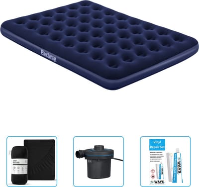 Bestway luchtbed - 2-Persoons - 152 x 203 x 22 cm - Blauw - Inclusief Hoeslaken - Pomp en Reparatieset
