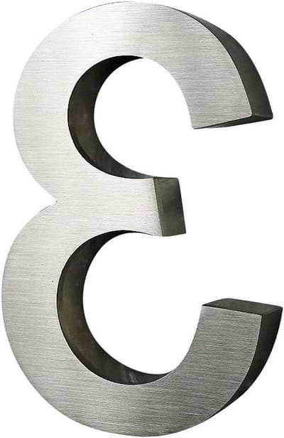 Huisnummer 3 - Adrescijfer Modern - Huis Entree - 3D Ontwerp Geborsteld - 20cm Hoog - Zilver