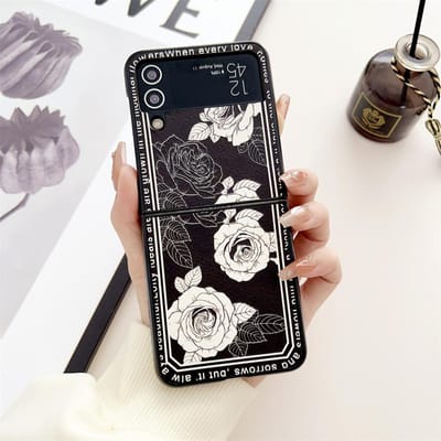 Voor Samsung Z Flip4 Luxe Cartoon Bloemenhoes voor Samsung Galaxy Z Flip 4 3 5 6 ZFlip5 Vlinder Retro Roos Schilderij Hoes For Samsung Z Flip 6
