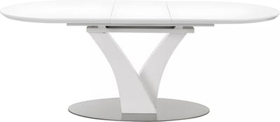 Vente-unique Uittrekbare eettafel - 6 à 8 personen - Mdf en roestvrij metaal - Witgelakt - TALARA