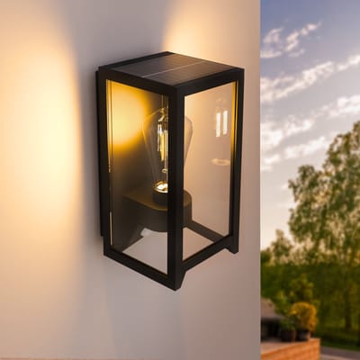 Ledvion - Solar LED Wandlamp - 4W - 2700K - IP44 - Zwart - 120L