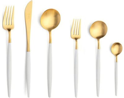 Bavary 36-delige 18/10 roestvrijstalen bestekset voor 6 personen goud/wit