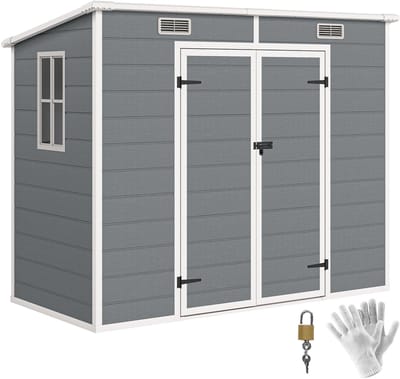 Outsunny-Gartenhaus-Kunststoff, Aluminium-238L x 125B x 183H cm-Grau